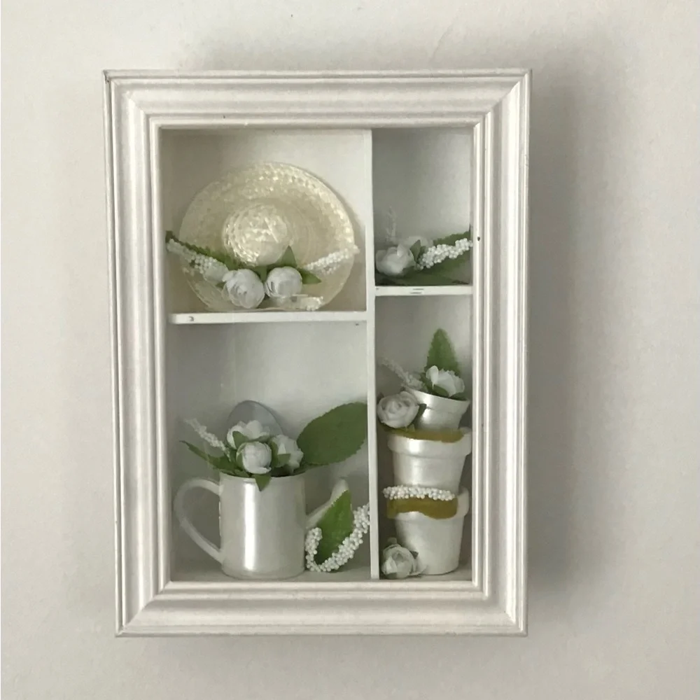 White Floral Shadow Box Wall Decor